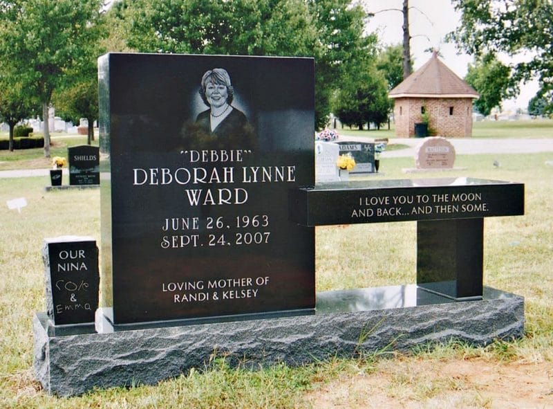 Ward Black Granite with Portrait Etching and Black Vase