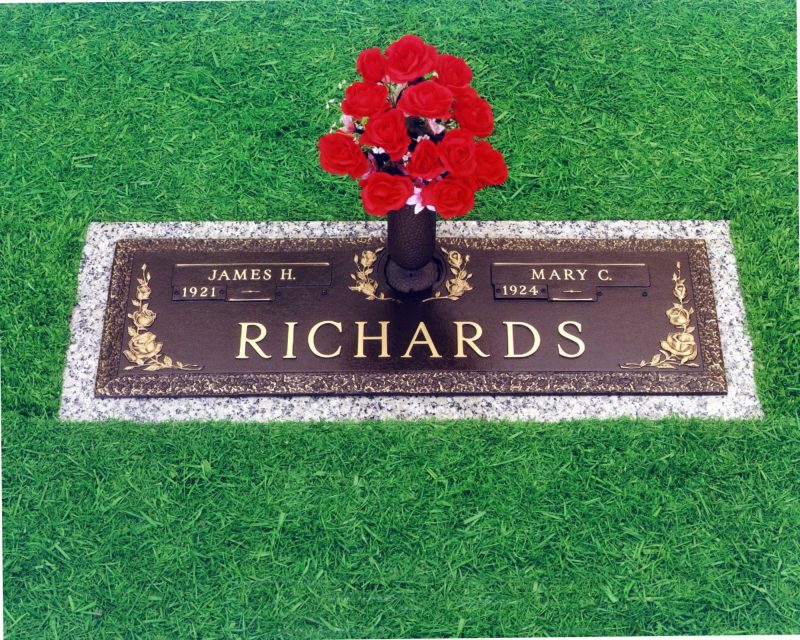Richards Two People Bronze Tombstone with Vase