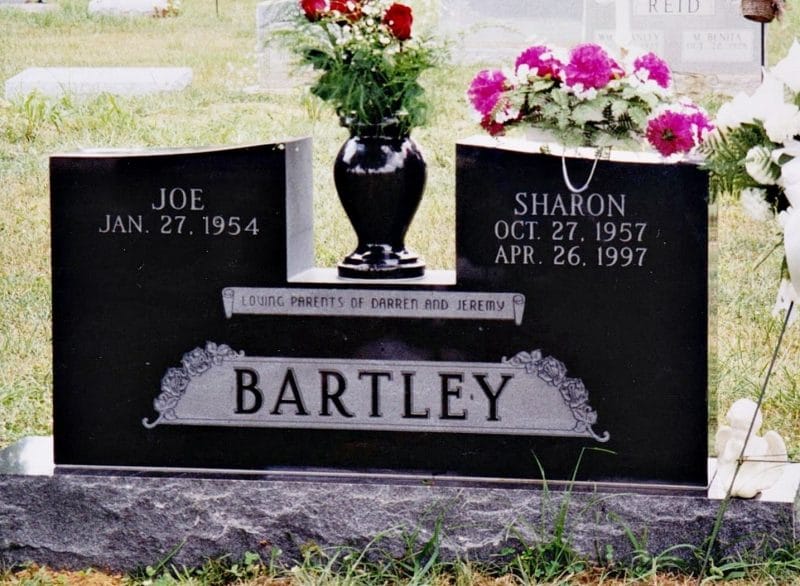 Bartley Black Headstone with Large Vase in Center